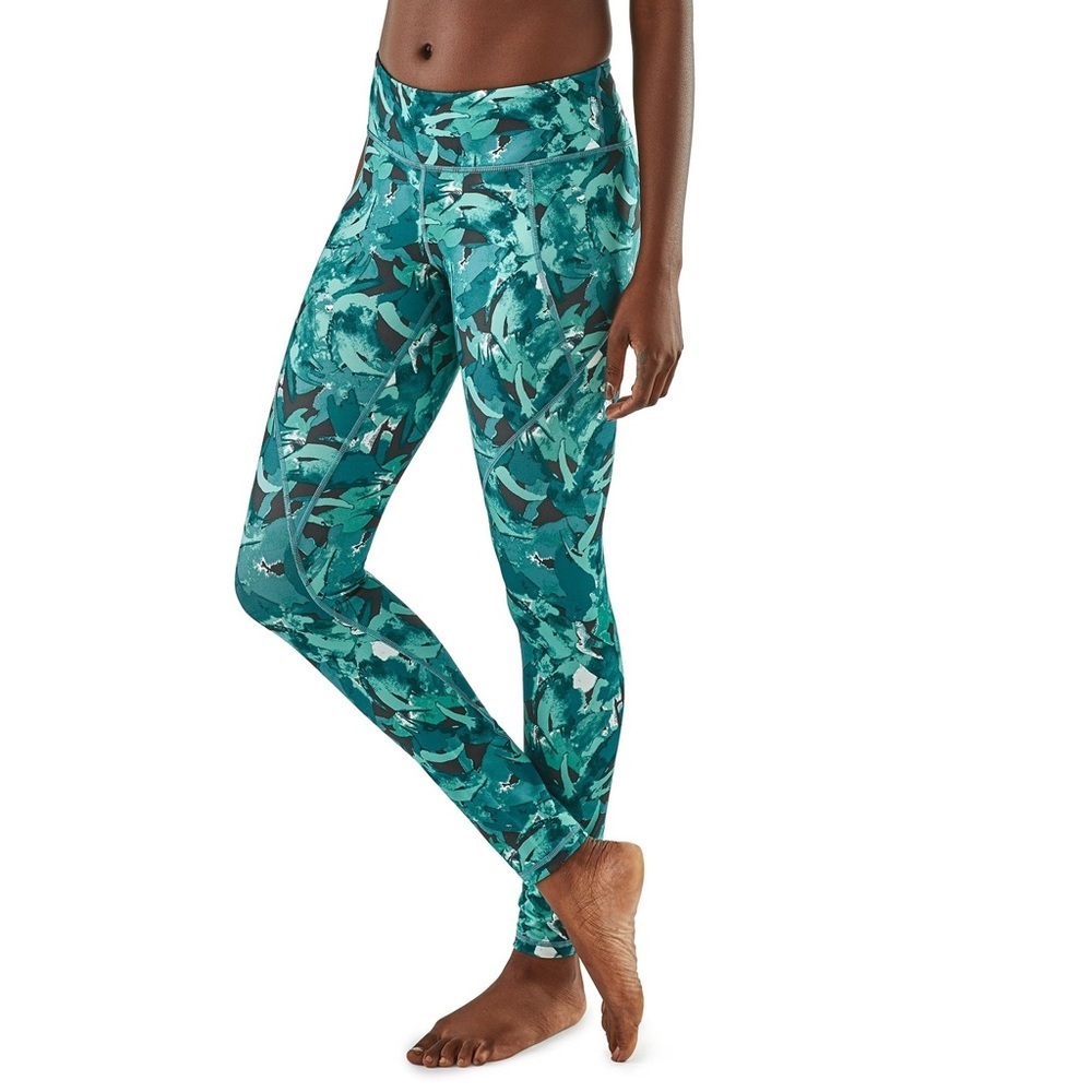 Patagonia blue/green centered abstract jungle leggings size small